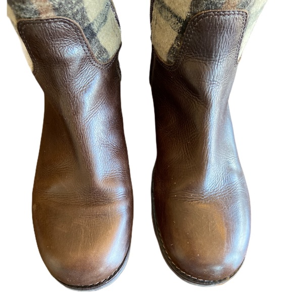 Tory Burch Plaid Flannel & Leather Boots - Picture 3 of 12